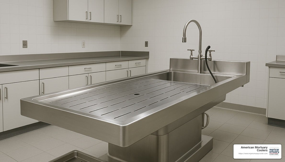 Morgue Tables Made Easy—Find Your Perfect Autopsy Table - American Mortuary Coolers & Equipments Morgue Tables Made Easy—Find Your Perfect Autopsy Table - American Mortuary Coolers & Equipments